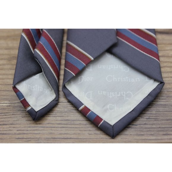 Christian Dior vintage gray striped‎ classic tie - Picture 8 of 10